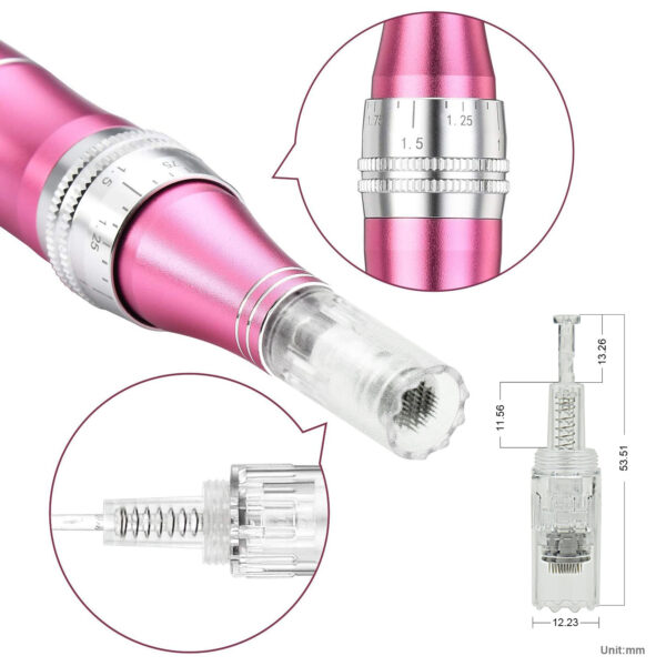 Microneedling Pen M1 Professional TBPHP Wireless Dermapen,7 Speed Levels 0.25-2.5mm Adjustable (Pink)