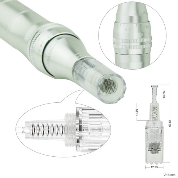 Microneedling Pen M1 Professional TBPHP Wireless Dermapen,7 Speed Levels 0.25-2.5mm Adjustable (Silvery)